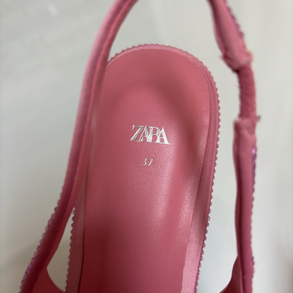 Zara Pink Crystal Slingback Flats - Picture 5 of 7